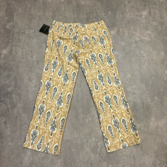 CYNTHIA ROWLEY Linen Printed Straight Leg Pants Size 12 NWT - Picture 3 of 5